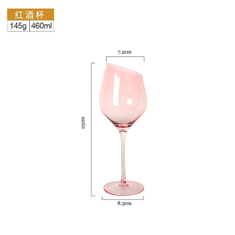 Pink Flamingo Slanted Champagne Wine Glasses Water Cup Set Crystal Light Luxury Retro Goblet Home High-Value Bordeaux Wine Glass - G﻿YLDNE GRÆNSE Gourmet Online Shop 