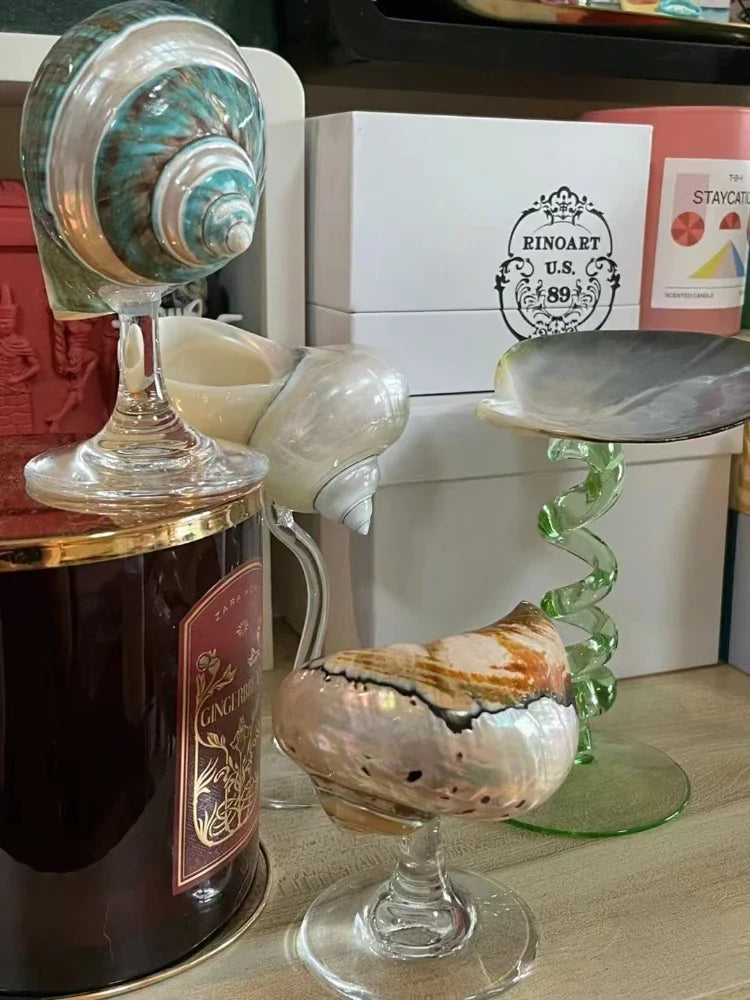 Kreative natürliche Muschelschale Weinglastasse mit handgemachter Nische Design Geschenkdekoration für Geschenk geben Becher Gläser Kaffeebecher - G﻿YLDNE GRÆNSE Gourmet Online Shop 