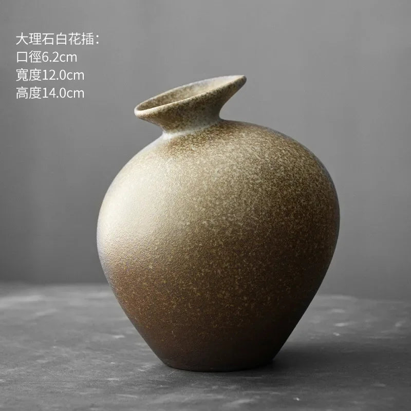 Japanischer Stil Schwarze Terrakotta Vase Imitation Stein Abstrakte Blume Arranger Tischplatte Vintage Ornament Wohnzimmer Blumenvase - G﻿YLDNE GRÆNSE Gourmet Online Shop 