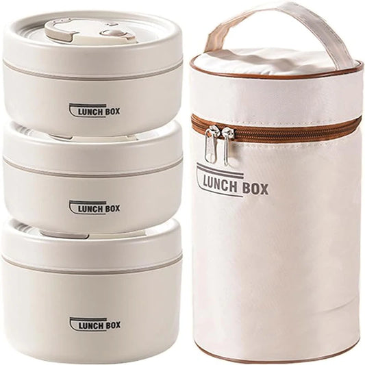 Tragbares isoliertes Lebensmittel-Lunch-Container-Set mit thermischer Lunchbox 3 separate stapelbare Lunch-Container - G﻿YLDNE GRÆNSE Gourmet Online Shop 