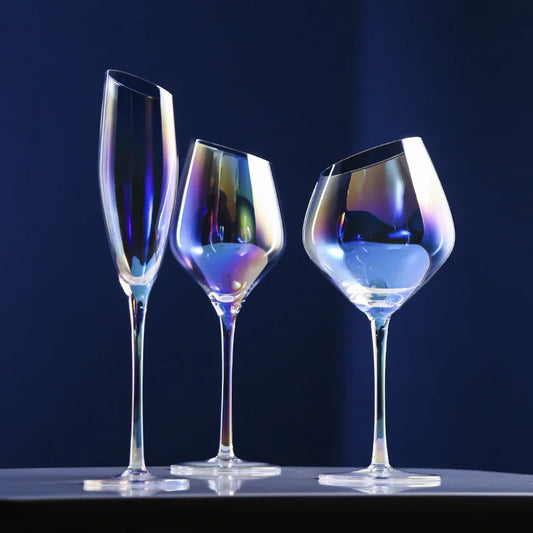 Schillernde Farben Klassisches Burgunderrot Glas Ionenbeschichtung Kristall Bordeaux Kelch Party Hochzeit Champagner Flöten Schräger Mund Weinbecher - G﻿YLDNE GRÆNSE Gourmet Online Shop 