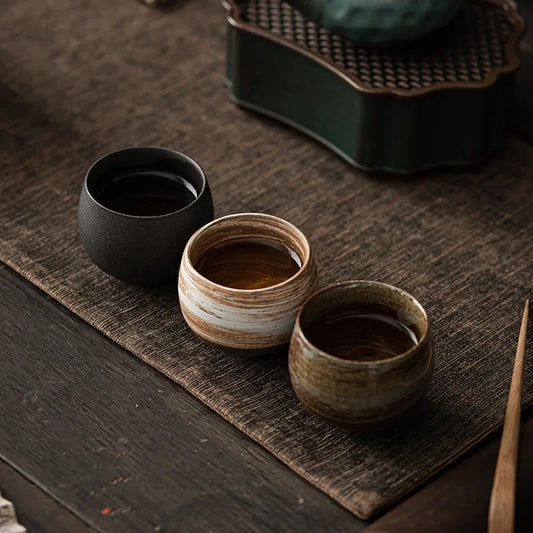 Japanisch handgemachte raue Keramik Teetasse Keramik Kung Fu Teeset Einzeltasse Antik Stil Ruhiger Pfad Antik Handwerkskunst Geschenk - G﻿YLDNE GRÆNSE Gourmet Online Shop 