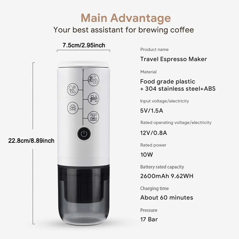 2-in-1 tragbare italienische Espressomaschine Espressomaschine Kabellose tragbare Espresso-Kaffeemaschine für Auto und Zuhause - G﻿YLDNE GRÆNSE Gourmet Online Shop 