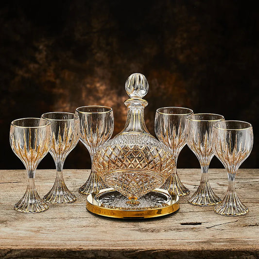 Europäisches kreatives Kristallglas-Set, goldene Weintassen, kreativer Dekanter, einfacher Haushalt, handgefertigtes Weinglas-Set - G﻿YLDNE GRÆNSE Gourmet Online Shop 