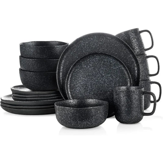 Tom Stoneware Reactive Glaze Geschirr-Set, Schwarz-Weiß - G﻿YLDNE GRÆNSE Gourmet Online Shop 