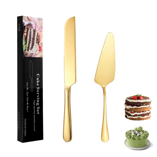 2PCS Kuchenschaufel Set Edelstahl Brot Pizzamesser Dessert Pie Fondant Divider Gold Silber Backwerkzeug Für Hochzeit - G﻿YLDNE GRÆNSE Gourmet Online Shop 