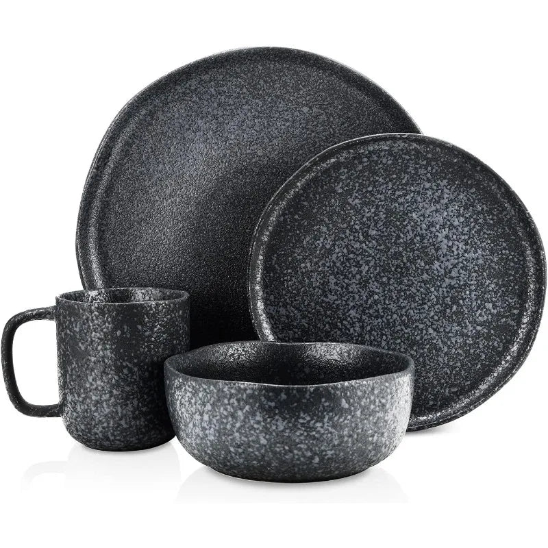 Tom Stoneware Reactive Glaze Geschirr-Set, Schwarz-Weiß - G﻿YLDNE GRÆNSE Gourmet Online Shop 