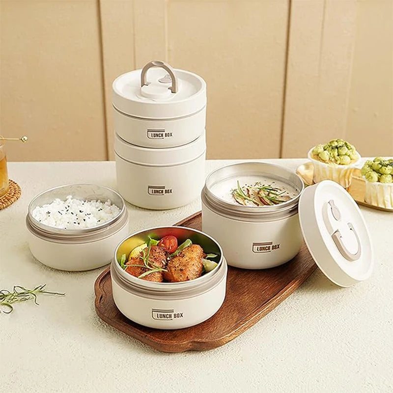 Tragbares isoliertes Lebensmittel-Lunch-Container-Set mit thermischer Lunchbox 3 separate stapelbare Lunch-Container - G﻿YLDNE GRÆNSE Gourmet Online Shop 