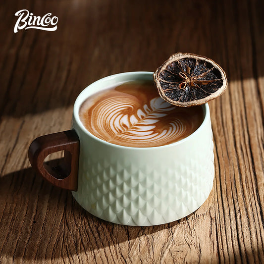 Bincoo Espresso Becher 200/350ml Keramik Kaffeetasse und Untertasse Professionelles Zuhause Barista Latte Art Becher Exquisites Küchenzubehör - G﻿YLDNE GRÆNSE Gourmet Online Shop 