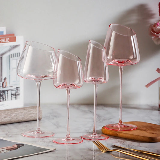 Französisch Rosa Flamingo Rotwein Gläser Set Kristallglas Kelch Kreativ Schrägmund Konkaver Boden Champagner Weinbecher Blau - G﻿YLDNE GRÆNSE Gourmet Online Shop 