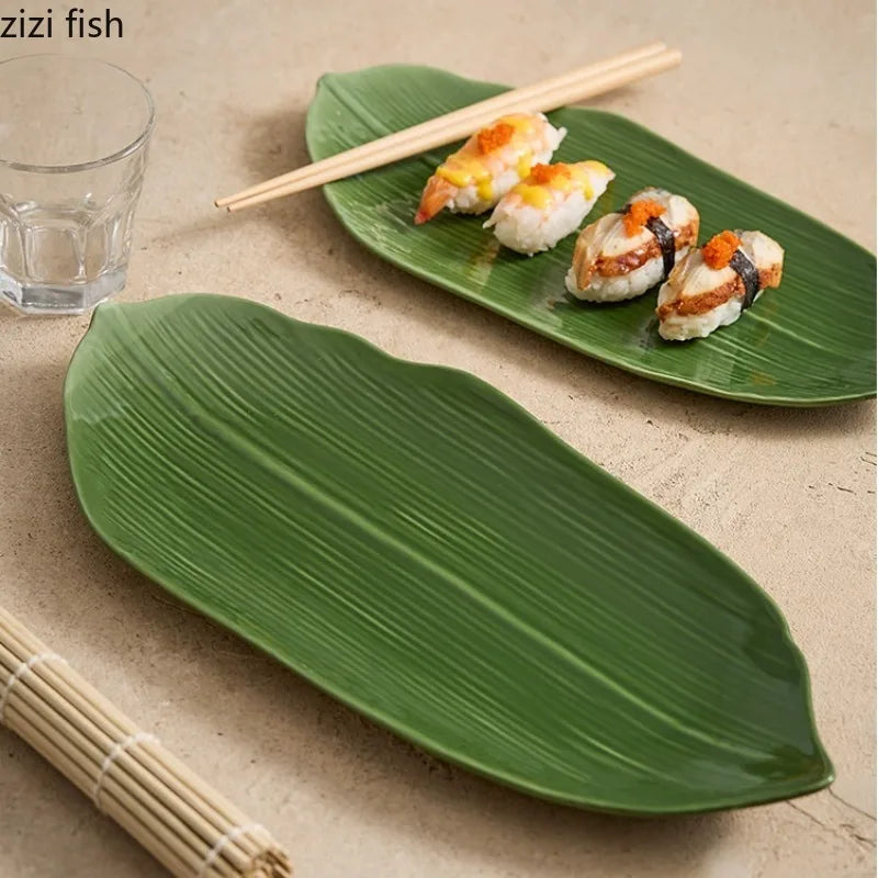 Blatt Keramik Teller Sushi Teller Dim Sum Dish Sashimi Disc Snack Tablett Kuchenpfanne Dessertteller Obstteller Salatschüssel - G﻿YLDNE GRÆNSE Gourmet Online Shop 