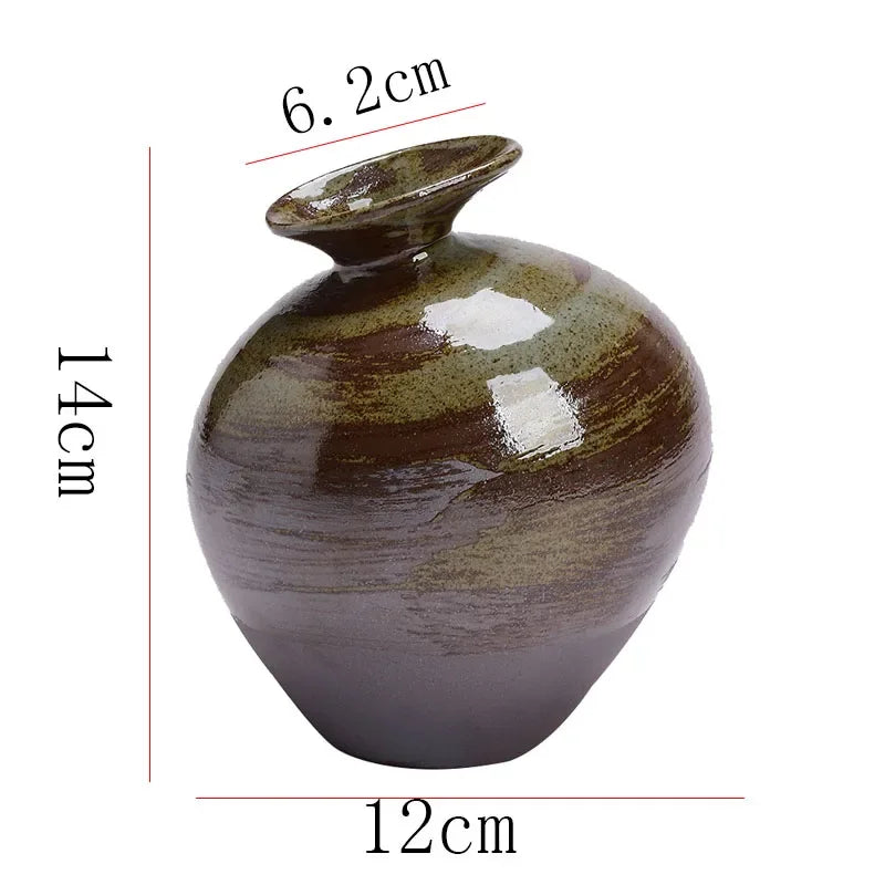 Japanischer Stil Schwarze Terrakotta Vase Imitation Stein Abstrakte Blume Arranger Tischplatte Vintage Ornament Wohnzimmer Blumenvase - G﻿YLDNE GRÆNSE Gourmet Online Shop 
