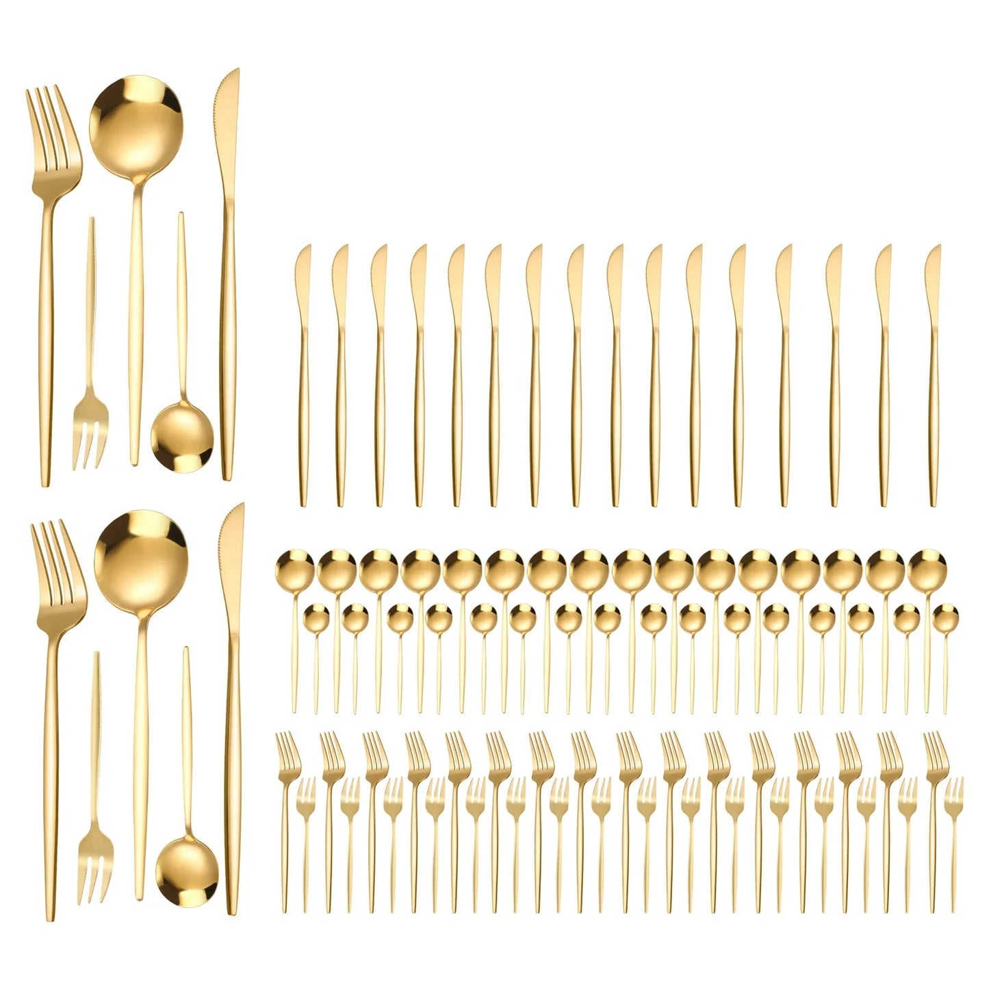 90Pcs Gold Besteck Set Edelstahl Besteck Utensilien Küche Geschirr Gabeln Messer Löffel Besteck für Home Restaurant - G﻿YLDNE GRÆNSE Gourmet Online Shop 