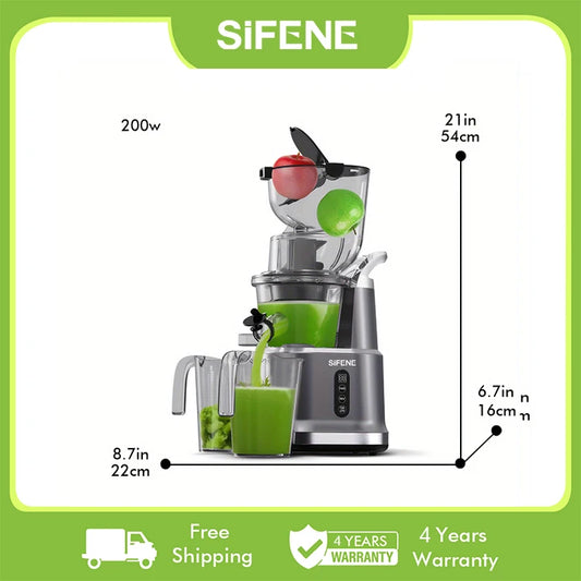 SiFENE Cold Press Juicer Machine - einfaches Entsaften von ganzen Früchten und Gemüse, Slow Masticating Technology, hohe Ausbeute, BPA-frei, grau - G﻿YLDNE GRÆNSE Gourmet Online Shop 