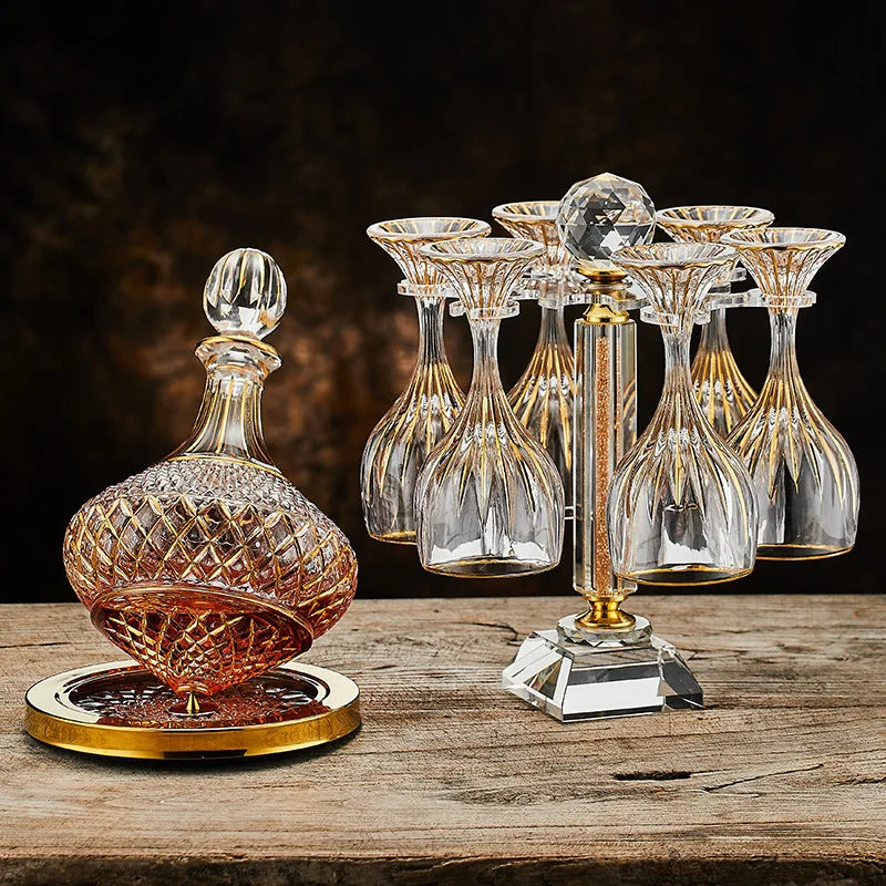 Europäisches kreatives Kristallglas-Set, goldene Weintassen, kreativer Dekanter, einfacher Haushalt, handgefertigtes Weinglas-Set - G﻿YLDNE GRÆNSE Gourmet Online Shop 