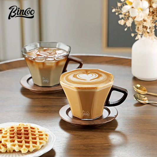 Bincoo Kaffeetasse Latte Art Professionelle hochtemperaturbeständige Glastasse und Untertasse Latte Cappuccinotasse Trinktasse - G﻿YLDNE GRÆNSE Gourmet Online Shop 