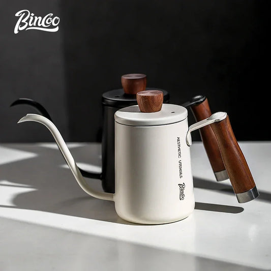Bincoo Feilong Hand-Pour Pot, Hanging Ear Kaffeekanne, Massivholzgriff, Edelstahl Thin Mouth Pot, Haushaltskessel - G﻿YLDNE GRÆNSE Gourmet Online Shop 