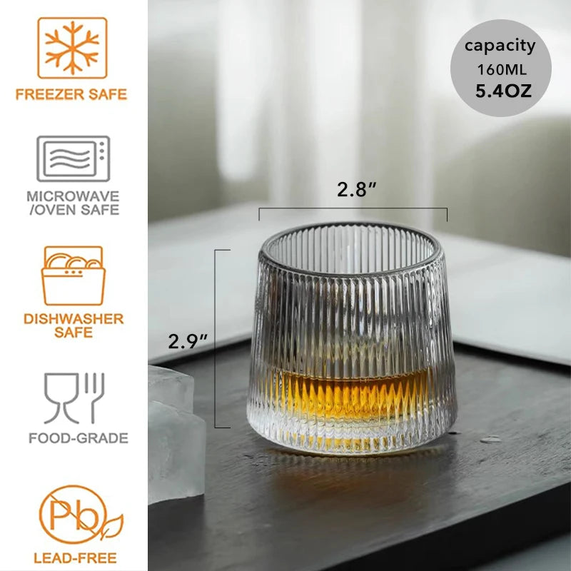 Spinning Whiskey Glass Whiskey Tumblers, Old Fashioned Scotch & Bourbon Glasses,Whisky Brandy Cups for Home Party Wine Glass - G﻿YLDNE GRÆNSE Gourmet Online Shop 
