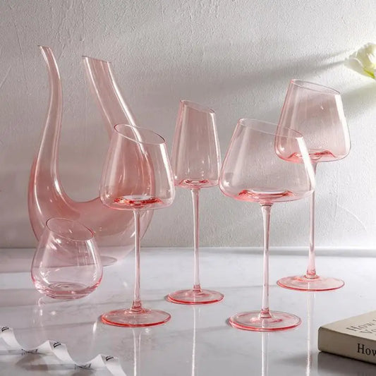 Französisch Rosa Flamingo Rotwein Gläser Set Kristallglas Kelch Kreativ Schrägmund Konkaver Boden Champagner Weinbecher Blau - G﻿YLDNE GRÆNSE Gourmet Online Shop 