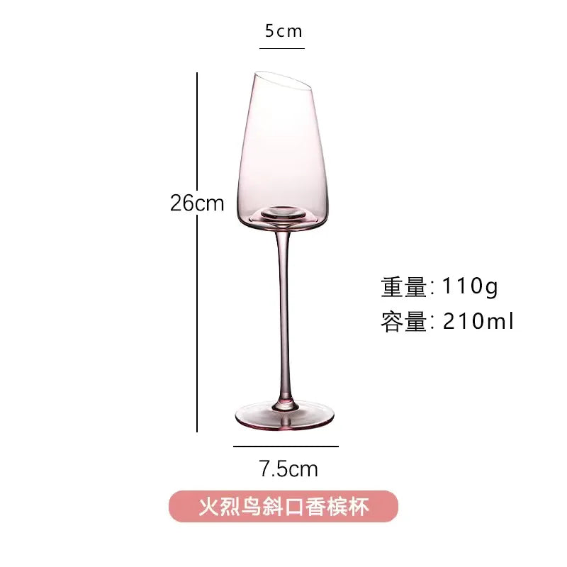 Französisch Rosa Flamingo Rotwein Gläser Set Kristallglas Kelch Kreativ Schrägmund Konkaver Boden Champagner Weinbecher Blau - G﻿YLDNE GRÆNSE Gourmet Online Shop 