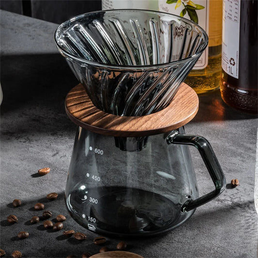 Glas Kaffeeheber 600ml Eistee Pour Over Maker Drip mit Skala Hotel Picknick Camp Topf Trinkgeschirr Zubehör - G﻿YLDNE GRÆNSE Gourmet Online Shop 