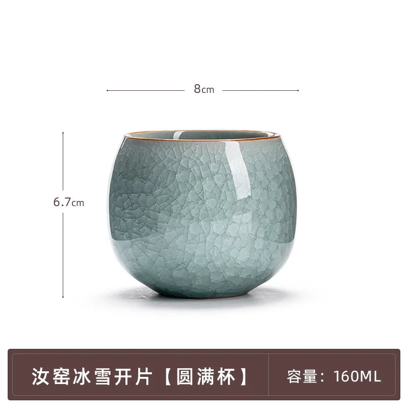 Chinesisch handgemacht Ru Ofen Porzellan Teetasse Haushalt Eis geknackt Teetasse Keramik Master Cup Frost Blume Persönliche Teeschale Teegeschirr - G﻿YLDNE GRÆNSE Gourmet Online Shop 