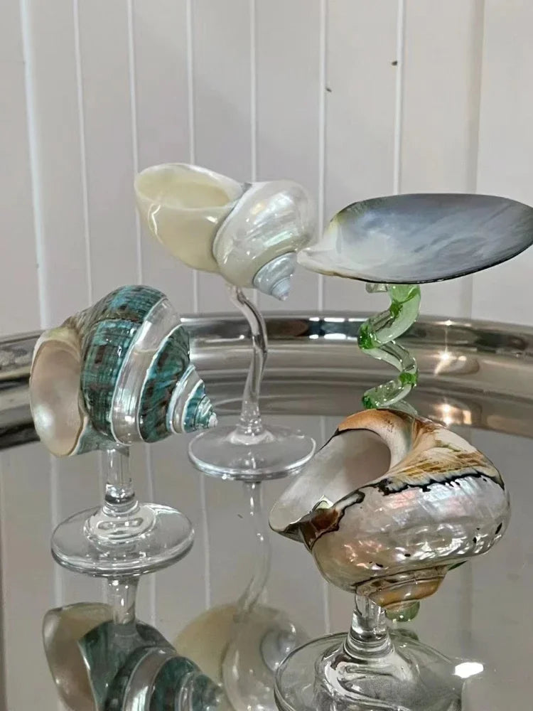 Kreative natürliche Muschelschale Weinglastasse mit handgemachter Nische Design Geschenkdekoration für Geschenk geben Becher Gläser Kaffeebecher - G﻿YLDNE GRÆNSE Gourmet Online Shop 