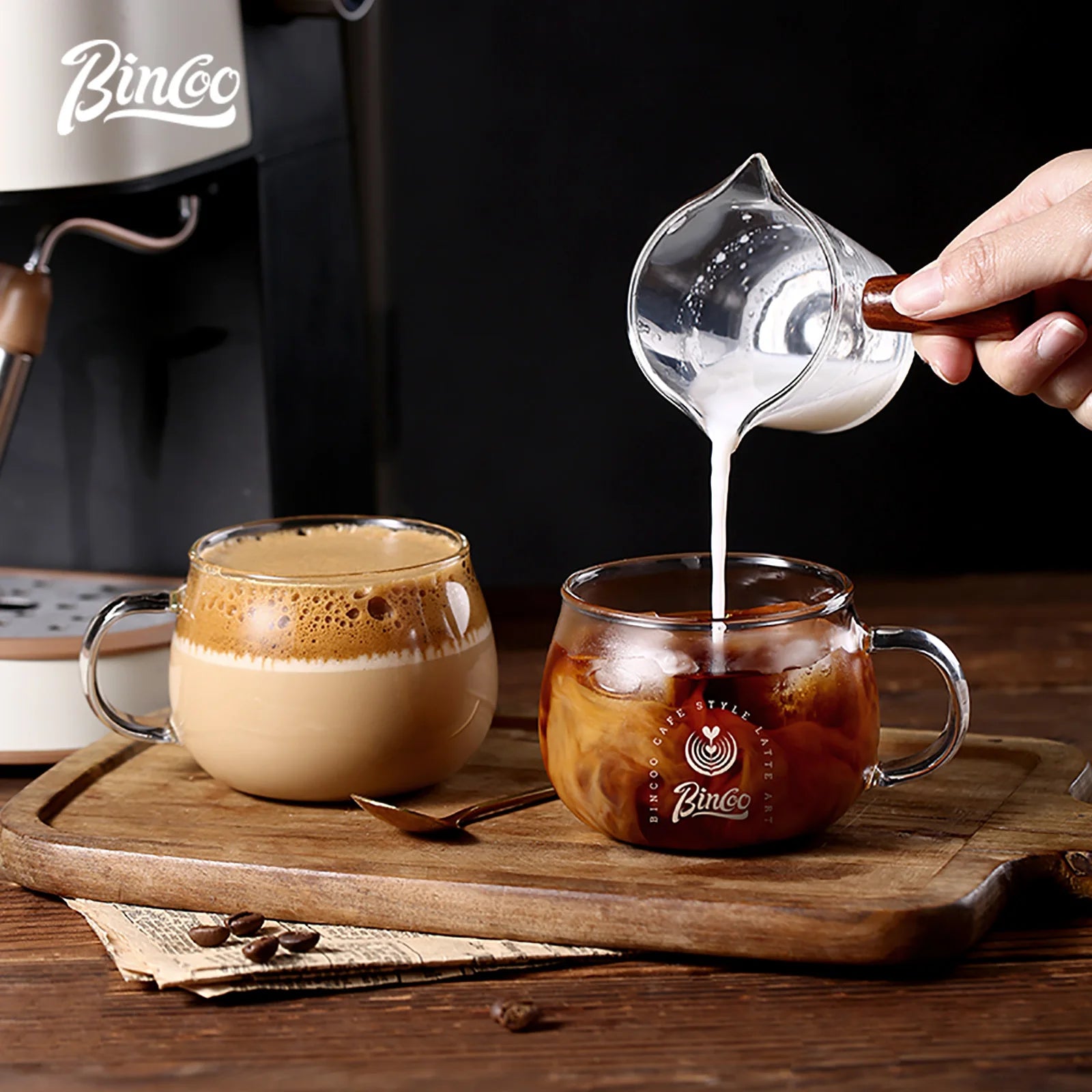 Bincoo 280ml Hitzebeständiger Becher aus hochborosilikatfarbenem Glas Kaffeetasse mit Griff Büro Tee Milch Wasser Tasse Klare Tassen Espressobecher - G﻿YLDNE GRÆNSE Gourmet Online Shop 