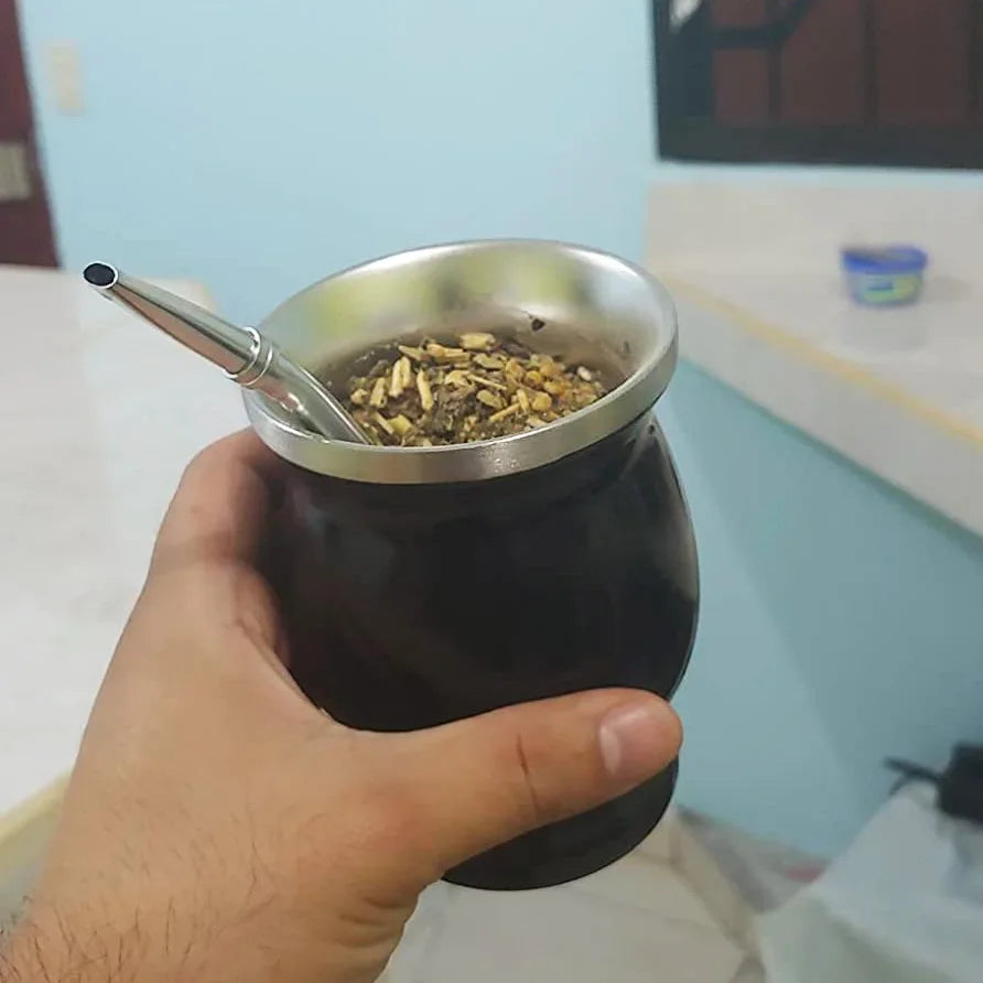 8oz Yerba Mate Cup 304 Edelstahl doppelwandiger argentinischer Yerba Mate Kürbis mit Bombillas und Reinigungsbürste - G﻿YLDNE GRÆNSE Gourmet Online Shop 