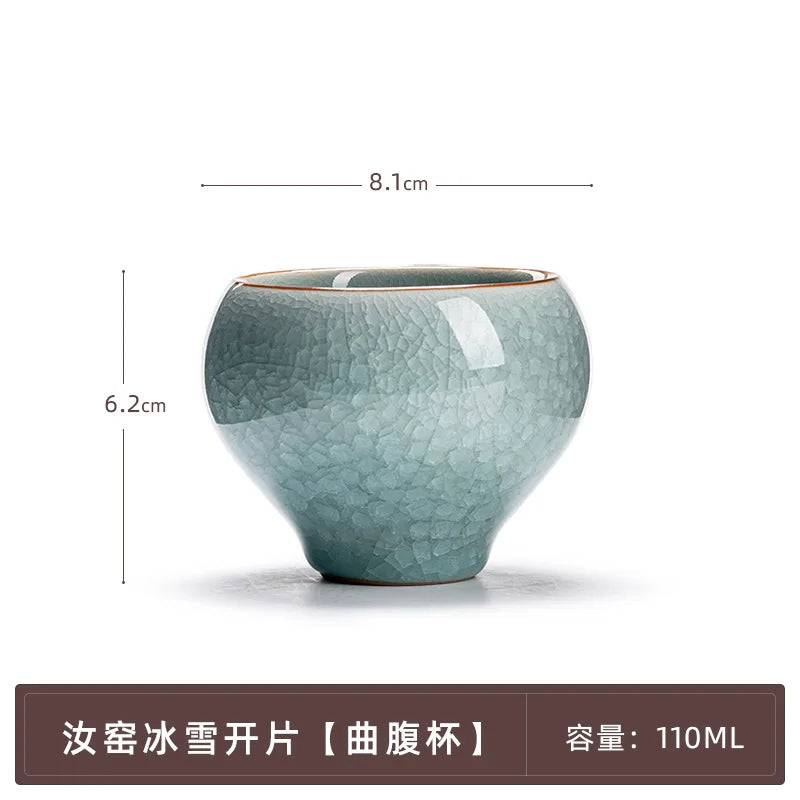 Chinesisch handgemacht Ru Ofen Porzellan Teetasse Haushalt Eis geknackt Teetasse Keramik Master Cup Frost Blume Persönliche Teeschale Teegeschirr - G﻿YLDNE GRÆNSE Gourmet Online Shop 