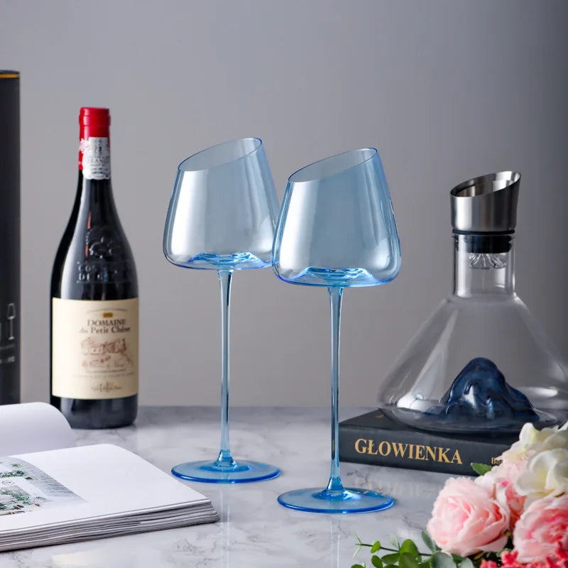 Französisch Rosa Flamingo Rotwein Gläser Set Kristallglas Kelch Kreativ Schrägmund Konkaver Boden Champagner Weinbecher Blau - G﻿YLDNE GRÆNSE Gourmet Online Shop 