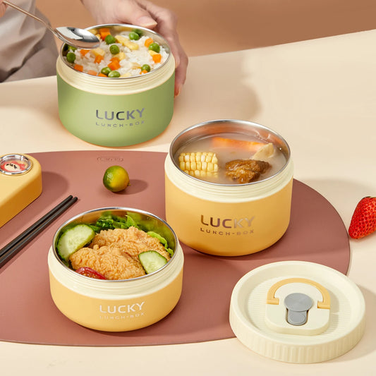 WORTHBUY Tragbare versiegelte thermische Lunchbox für Kinder Stapelbare Mikrowelle 304 Edelstahl Bento Box Isolierter Lebensmittelbehälter - G﻿YLDNE GRÆNSE Gourmet Online Shop 