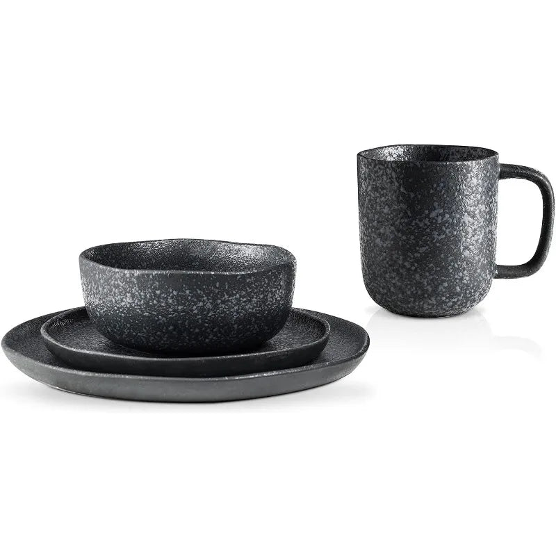 Tom Stoneware Reactive Glaze Geschirr-Set, Schwarz-Weiß - G﻿YLDNE GRÆNSE Gourmet Online Shop 