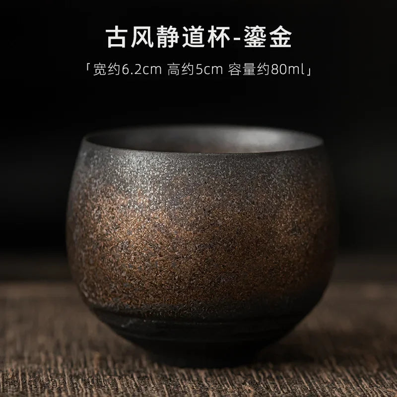 Japanisch handgemachte raue Keramik Teetasse Keramik Kung Fu Teeset Einzeltasse Antik Stil Ruhiger Pfad Antik Handwerkskunst Geschenk - G﻿YLDNE GRÆNSE Gourmet Online Shop 