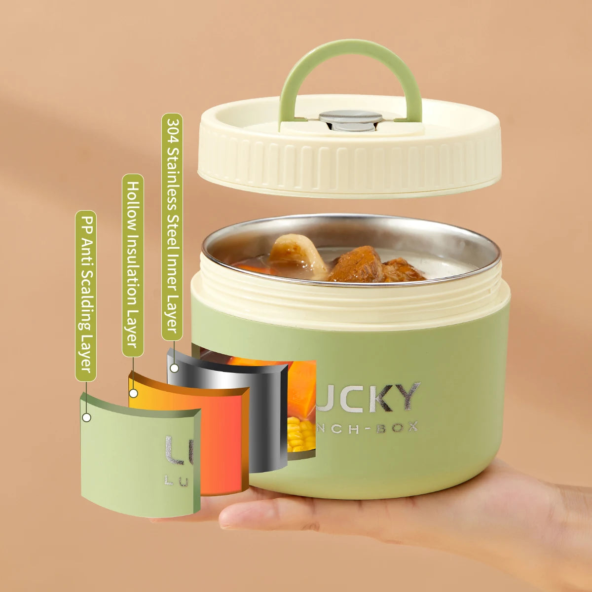 WORTHBUY Tragbare versiegelte thermische Lunchbox für Kinder Stapelbare Mikrowelle 304 Edelstahl Bento Box Isolierter Lebensmittelbehälter - G﻿YLDNE GRÆNSE Gourmet Online Shop 