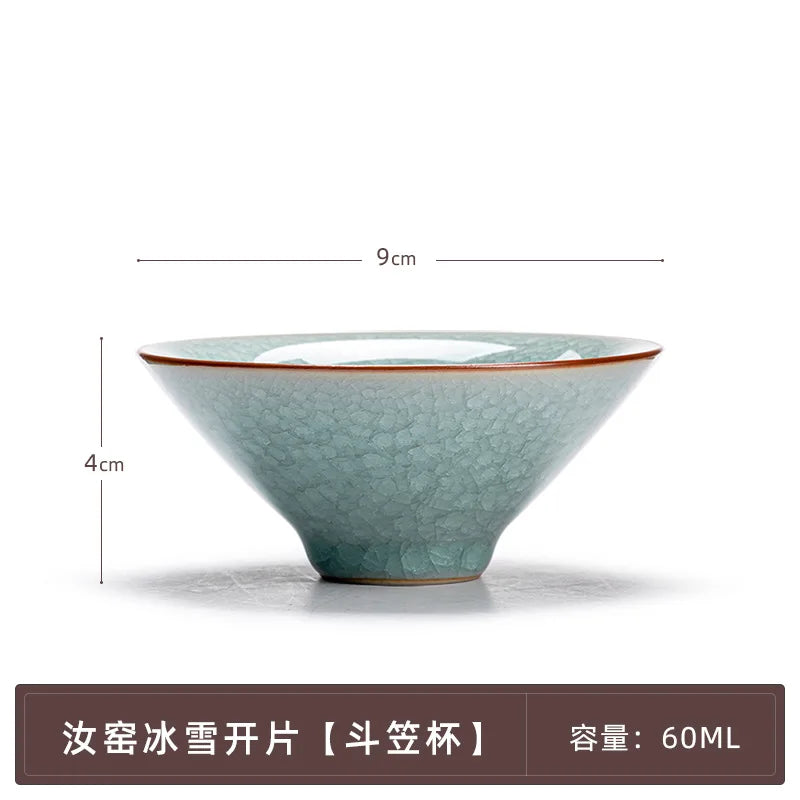 Chinesisch handgemacht Ru Ofen Porzellan Teetasse Haushalt Eis geknackt Teetasse Keramik Master Cup Frost Blume Persönliche Teeschale Teegeschirr - G﻿YLDNE GRÆNSE Gourmet Online Shop 