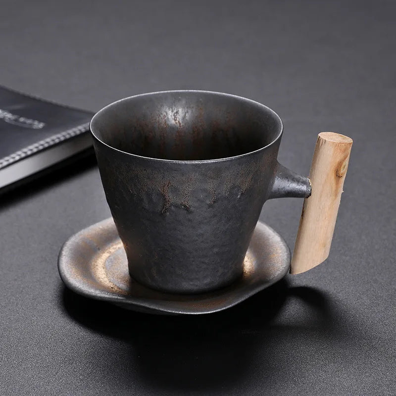 KuBac HoMmi Neu INS Steinzeug handgemachte japanische Stil Vintage Kaffeetasse Nachmittagstee Keramik Becher Set Retro Kaffeetasse - G﻿YLDNE GRÆNSE Gourmet Online Shop 