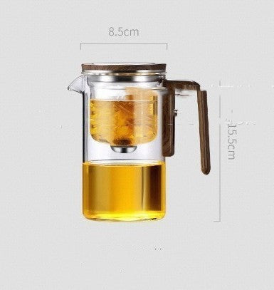 One Click Magnetic Teapot Separation Filtration Glass Tea Pot Wood Handle Tea Water Separation Teefilter - G﻿YLDNE GRÆNSE Gourmet Online Shop 