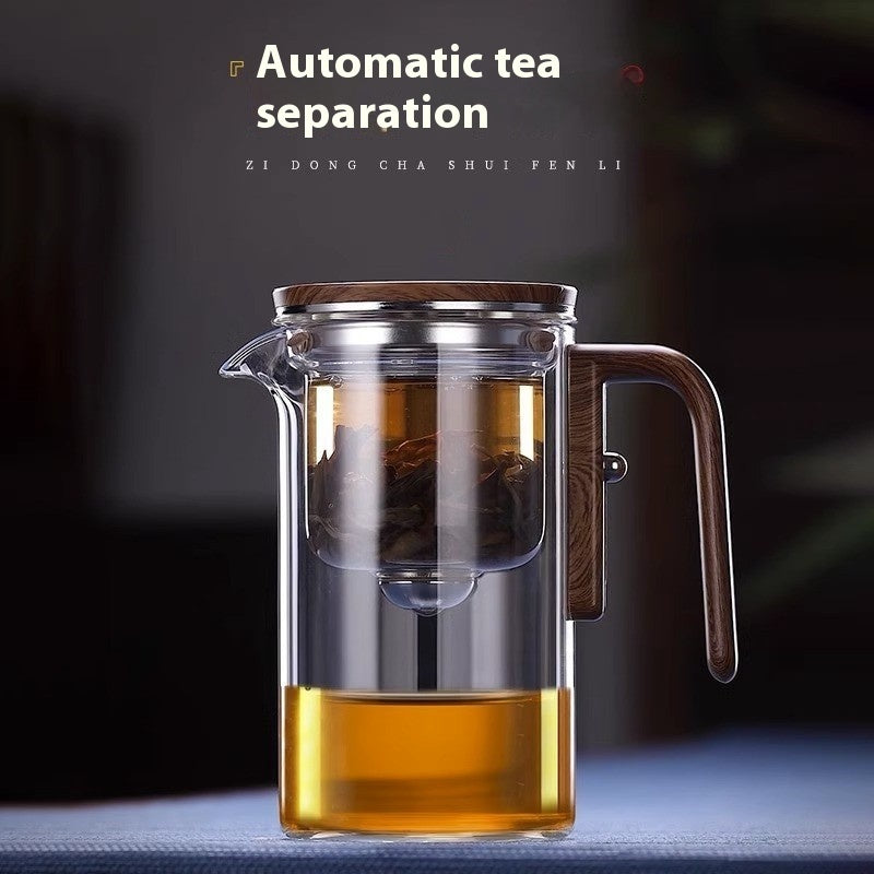 One Click Magnetic Teapot Separation Filtration Glass Tea Pot Wood Handle Tea Water Separation Teefilter - G﻿YLDNE GRÆNSE Gourmet Online Shop 